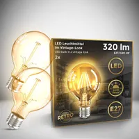 2x LED žárovka s vláknem Vintage průmyslová lampa E27 Retro žárovka G80 4W