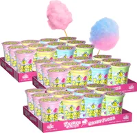 AHA cukrová vata 4 príchute, 36 x 20 g kelímkov prémiovej kvality, párty balenie 4 príchute, jahoda. Tutti Frutti, Banán, Jablko (po 9 šálok)