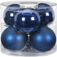 Weihnachtskugeln Glas 10cm, 6 Stück, Farbe:Midnight Blue - dunkelblau