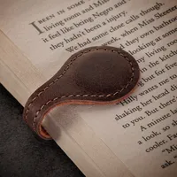 SURAZO Kožená záložka s magnetem - Ručně vyrobená z pravé kůže - 10 cm x 3 cm - Záložka do knihy - Hnědá - Vintage kůže
