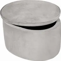 roba Kinderhocker mit Aufbewahrungsfunktion „Lil Sofa“, oval, bequemer Hocker mit grauem Samtstoff