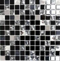 Mosaikfliese Transluzent Edelstahl schwarz Verbund Glasmosaik Crystal Stahl ...