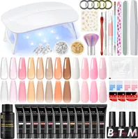 Poly Gel Nail Kit mit U V Light Starter Kit 12 Pcs Builder Gel Nail Extension Kit mit Slip Solution Base und Top Coat für Anfänger mit allem Nail Art