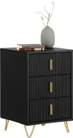 SoBuy FBT115-L-SCH Nachttisch mit 3 Schubladen Sofatisch Beistelltisch Telefontisch Nachtschrank Nachtkommode Schwarz BHT ca. 40x63x40cm