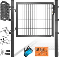 KESSER® Gartentor Premium Gartentür aus Metall verzinktem Stahl, Gartentür für Stabmattenzau Zauntor, Hoftor, inkl. Pfosten mit Schloss Türklinke und Schlüssel