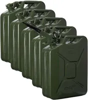 Oxid7® Metall Benzinkanister Kraftstoffkanister olivgrün 20 Liter - 5 Stück + Ausgießer