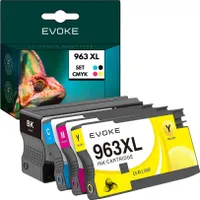 4x inkoustová náplň pro tiskárnu HP 963 | sada černá + barevná | náhrada za 9010e 9012e 9014e 9015e 9019e 9020 9022e 9023 9025e