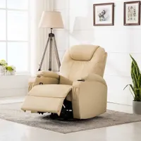 masážní houpací křeslo vidaXL Cream Imitace kůže