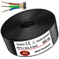 Erdkabel Stromkabel 50 m NYY-J 3x1,5 mm² Elektrokabel