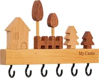 Schlüsselhalter für die Wand mit 6 Schlüsselhaken, Holz Schlüsselbrett mit Ablage Wandmontage, Schlüsselaufhänger, Schlüsselablage (Schwarz)