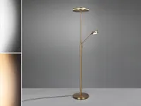 Großer LED Deckenfluter FRANKLIN mit Lesearm, Höhe 181cm, Altmessing