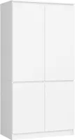 Kleiderschrank AKORD S90 Weiß 90 cm 4 Türen 4 Regalböden B90xH180xT51 cm