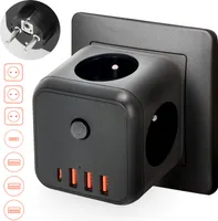 Verlängerungssteckdosenleiste KOBI LINEA PRO CUBE C Schwarz 3 Fach Steckdosenleiste Mehrfachsteckdose mit 3xUSB  und 1 USB-C, max 3600W Mehrfachstecker max. 16A