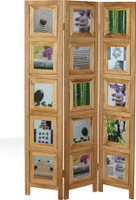 Homestyle4u Foto Paravent Raumteiler 3 teilig Fotowand Holz Natur Braun