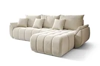 Ecksofa mit Schlaffunktion CALVANI 185x280x80 cm, Sofa L-Form, Eckcouch mit Bettkasten, Polsterecke, Wohnlandschaft Samtstoff - Beige MH02