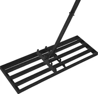 FIVMEN 25x50cm Nerezové hrábě na trávu - multifunkční zahradní hrábě 3 v 1 s násadou - hrábě na vyrovnávání trávníku pro odstraňování písku Nivelační hrábě Vyrovnávání povrchu na zahradě na dvoře Golfové hřiště