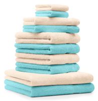 nachhaltig und fair Größe:50 x 100 cm 4-teilig Chiemsee Handtuch-Set Miami aus weicher Baumwolle in edler Jacquard-Qualität Farbe:Grau und Silber