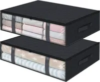 60*45*15cm Unterbettkommode 2er set Unterbettbox Unterbett Steppdecke/Decke Aufbewahrungstasche Schwarz Kleideraufbewahrung