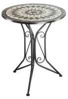 Kobolo Mosaic Table Zahradní stůl kovový - mozaiková deska - V70 cm x D60 cm - šedá Zahradní židle Nábytek na balkon Nábytek na balkonové židle Bistro Jídelní stůl Deco Deco Home
