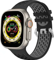 Apple Watch Armband Cubenest Silicone Sport Band Schwarz mit Grau 42/44/45/Ultra 49 mm