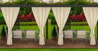 Gartenvorhang 4 Stück 155x200cm, Garten Vorhang Beige, Terrasse Vorhang, wasserdichter Außenvorhang, Außenvorhang, Balkon Vorhang