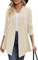 ASKSA Damen Strickjacke Kable Drapieren Lange aermel Offene Vorne Elegante Cardigan Strickpullover, Aprikose, S