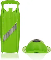 Börner Gemüseschneider Welle-Waffel Powerline - BPA frei Wellenschneider Waffelschneider Gemüseschneider Gemüsehobel mit Fruchthalter, Farbe:Grün