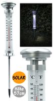 LED Solar Thermometer Gartenthermometer beleuchtet Außenthermometer Garten mit Erdspieß Höhe 57cm