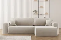 Kaiser Möbel Ecksofa mit Schlaffunktion  L-förmiges Sofa Capri Stoff Poso Beige Rechts