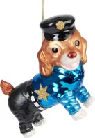 BRUBAKER Polizei Hund Weihnachtskugel aus Glas - Handbemalt - Christbaumschmuck für Polizisten und Polizei-Fans - Tier Figur Lustig Weihnachtsdeko