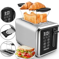 7MAGIC Toaster, Edelstahl Toaster, 7 Stufen, Auftaufunktion, Aufwärmfunktion, Liftfunktion, Abschaltautomatik, Extra Breite Toastschlitze, Silber