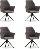 Homestyle4u 2856, 4 Polsterstühle drehbar Stuhl Chenille Grau Esszimmerstühle Polstersessel Sessel Armlehnenstuhl