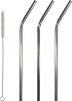 Trinkhalme Edelstahl 3st silber 21 cm