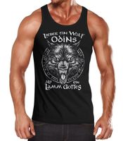 Herren Tank-Top Lieber ein Wolf Odins als ein Lamm Gottes Wikinger nordische Mythologie Muskelshirt Muscle Shirt Neverless® schwarz L