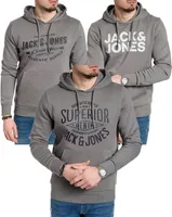 3er Mix Jack & Jones Hoodie Herren Kapuzenpullover Sweatshirt Mix Logo Print, 3er HD-CorvSedAut/840Sed-Grey/CorvSedSUP-3XL