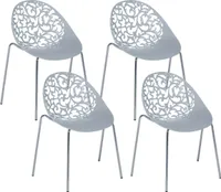 BELIANI Stuhl 4er Set Grau Kunststoff Metall beine Rückenlehne Retro/Modern
