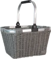 UNUS® Korb im Rattan-Optik, Einkaufskorb mit Klappgriff, Grau
