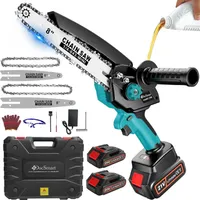 OKWISH Mini Kettensäge mit Akku, 8 Zoll Akku kettensäge Mit 2 Ketten ,Handkettensäge Akku für Gartenscheren Astschere Holzschneiden