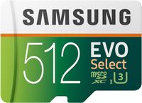 Samsung EVO Select 512GB microSD 100MB/s, Geschwindigkeit, Full HD & 4K UHD Speicherkarte inkl. SD-Adapter für Smartphone, Tablet, Action-Kamera, Drohne und Notebook