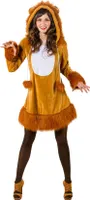 O9167-42-44 braun Damen y Löwen Kleid Kostüm mit Mähne Löwe Gr.42-44