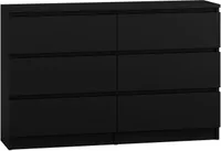 Komoda z 6 szufladami, czarny matowy, 138 x 78 x 39 cm