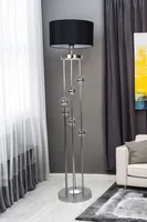 Opviq, Clichy - Black, Chrome, Stehlampe, METALLKÖRPER, Schwarz, 160 x 40 x 40 cm
