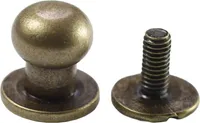 10 Kopfschraubnieten Patronentaschenverschluss Beiltaschenknöpfe Kopfnieten zum Anschrauben Taschenknopf, Größen Farbwahl, Farbe:altmessing, Größe:8x5x10mm
