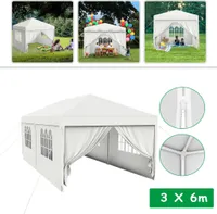 ACXIN Pawilon 3x6m Wodoodporny - Namiot imprezowy pawilon ogrodowy z 6 ścianami bocznymi Altana kempingowa do ogrodu, na imprezę, wesele, biała