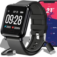 Inteligentné hodinky 45 mm Smartwatch IP67 náramkové hodinky s dotykovým displejom Športová kapela Fitness náramok Čierne hodinky Darček Android iOS Muži Ženy Deti Retoo