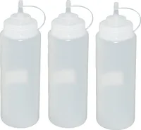 3 Stück transparente Quetschflaschen 1 Liter Dosierflasche Spenderflasche Dressingflasche