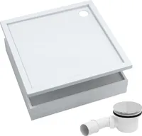 AQUABAD® Duschwanne Komplettset Basic Smooth White 90x90cm Quadrat inkl. Styroporträger und Ablaufgarnitur Alcadrain A49CR
