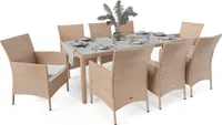 di volio Gartenmöbel-Set VERONA - Essgruppe Garnitur aus Polyrattan, robuste Sitzgruppe - Tisch mit Glasplatte + 8 Stühle, Terrassenmöbel Lounge Set
