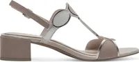 MARCO TOZZI Damen Sandale Textil Sandalette Metallic T-Riemen 2-28230-42, Größe:39 EU, Farbe:Beige