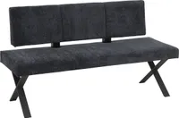Sitzbank Marion mit Rückenlehne-Microfaser Teddyoptik Anthrazit-Metall-X-Gestell- ca. 240kg belastbar